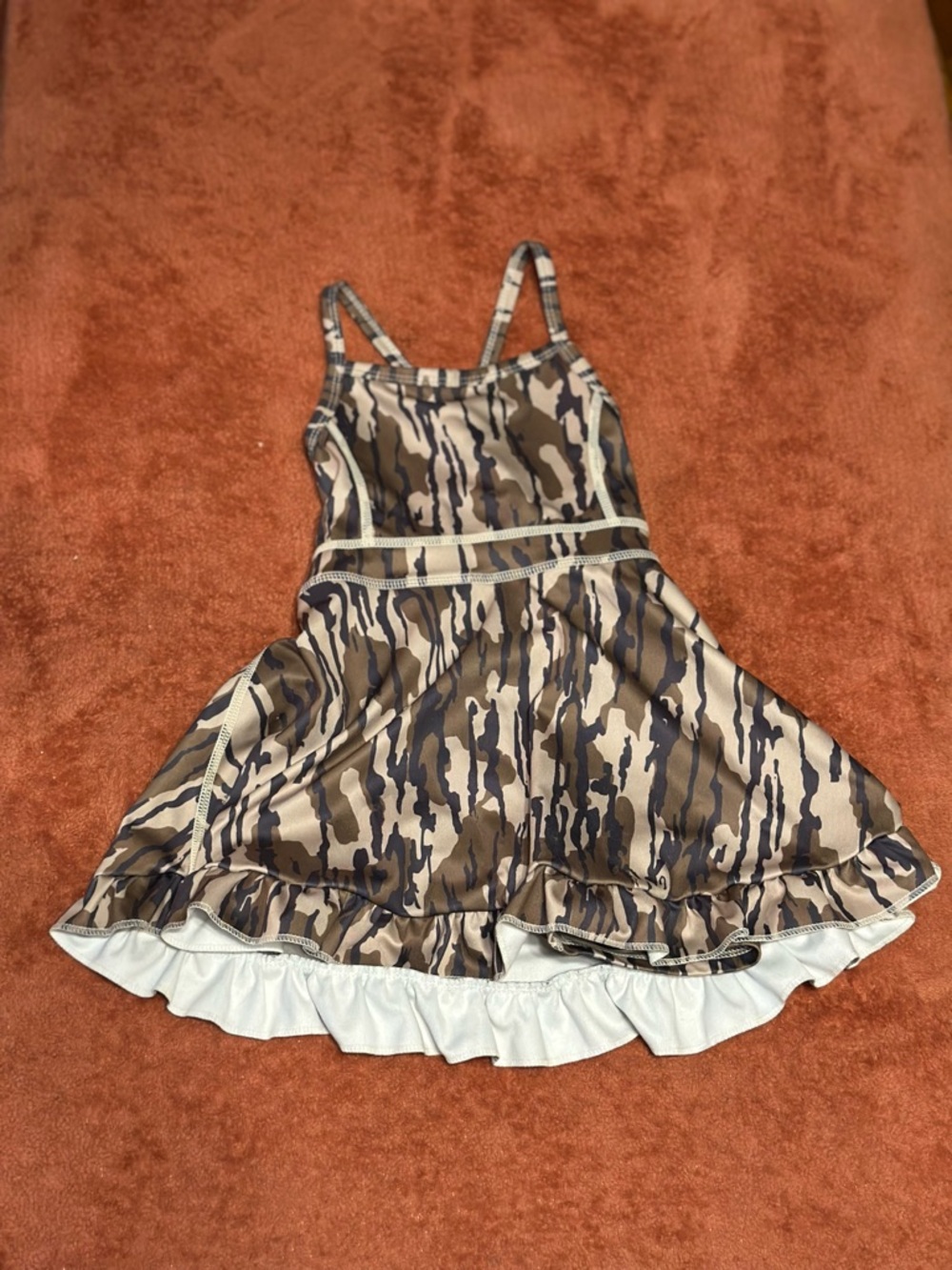 Girls' Camouflage Print Ruffle Hem Casual Dress - Brown